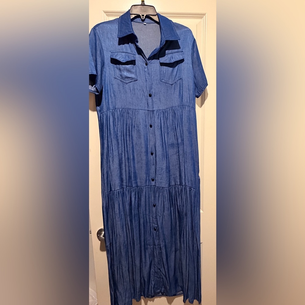 Blue Button-Down Dress